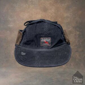 Size S-M Polo Ralph Lauren Corduroy 6-Panel Earflap Cap 'Black' 710980 Brand New